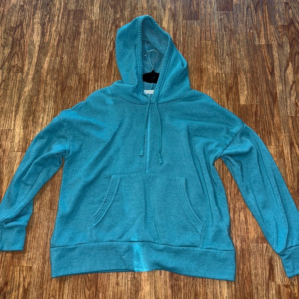 Free People Sweatshirt Hoodie Teal Pullover Kangaroo Pocket Small Comfort